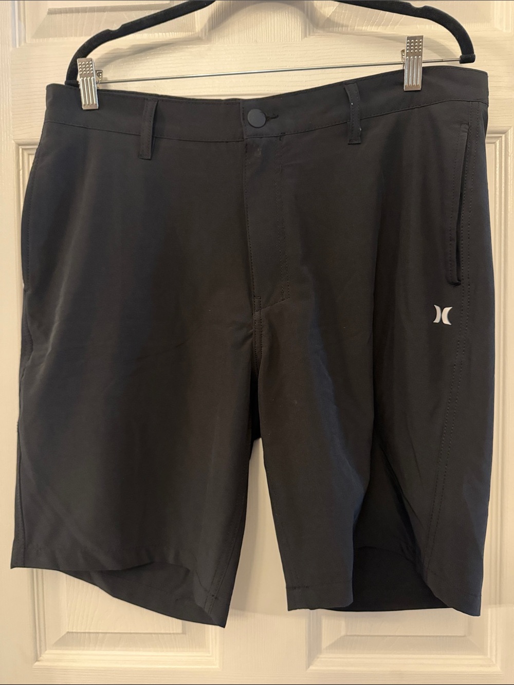 Hurley Black Hybrid Swim-Shorts with Logo